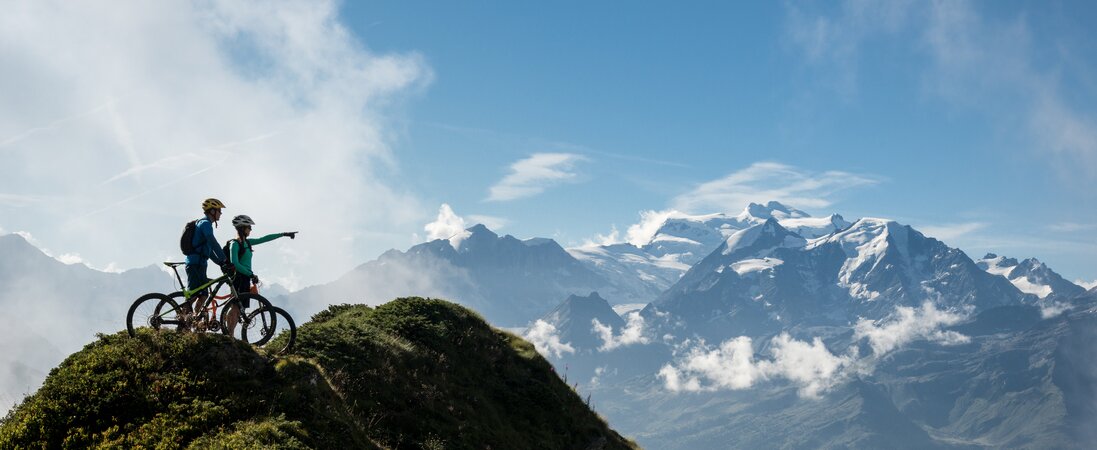 Mountainbiker on the mountain in Verbier