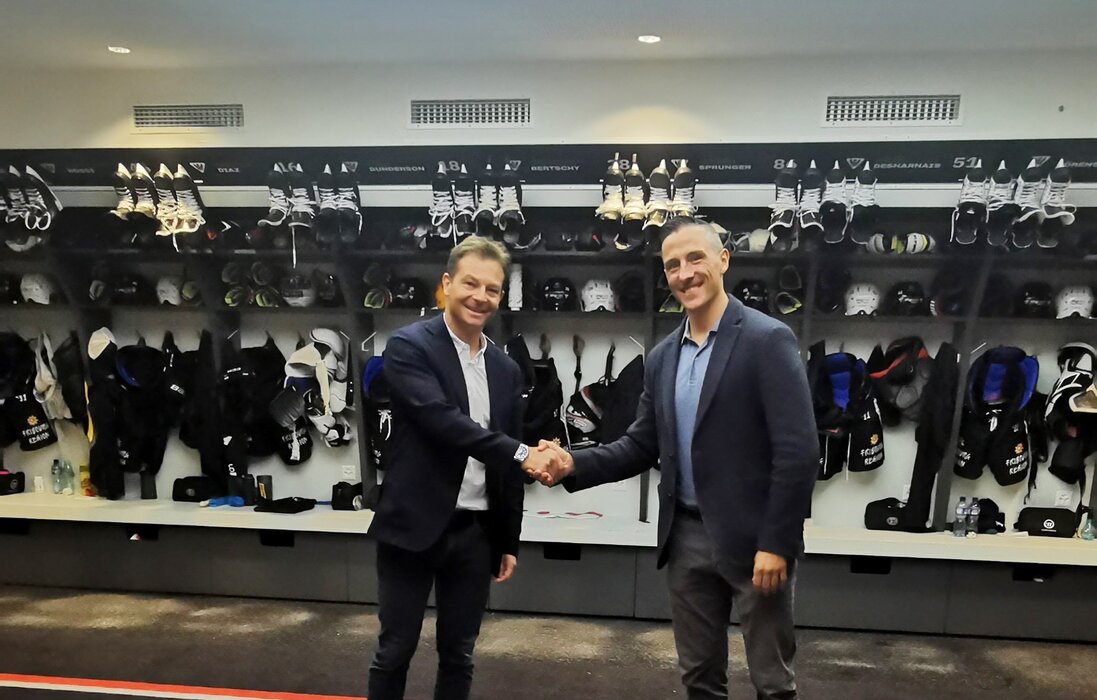 Laurent Vaucher, CEO Téléverbier SA et John Gobbi, CEO HC Fribourg -Gotteron SA