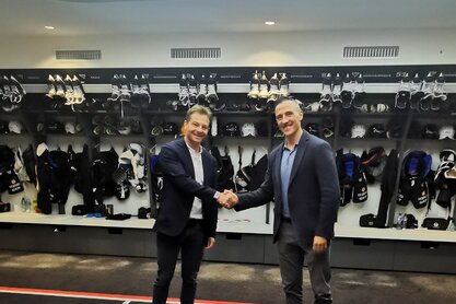 Laurent Vaucher, CEO Téléverbier SA and John Gobbi, CEO HC Fribourg -Gotteron SA