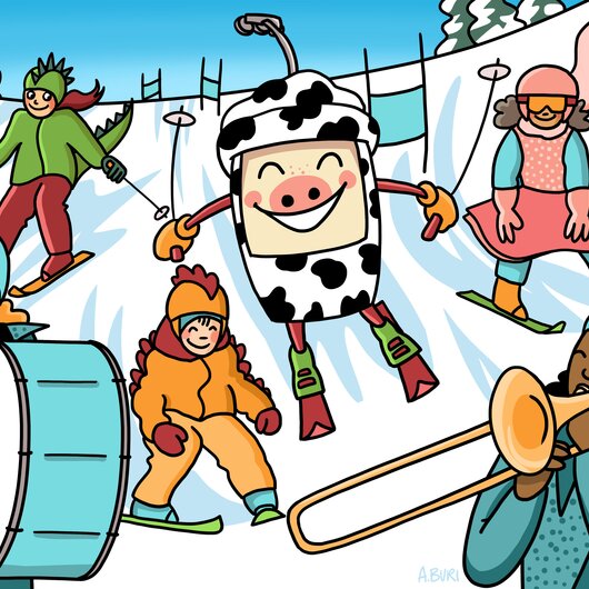 Meïno dresses up for carnival, Verbier 4Vallées