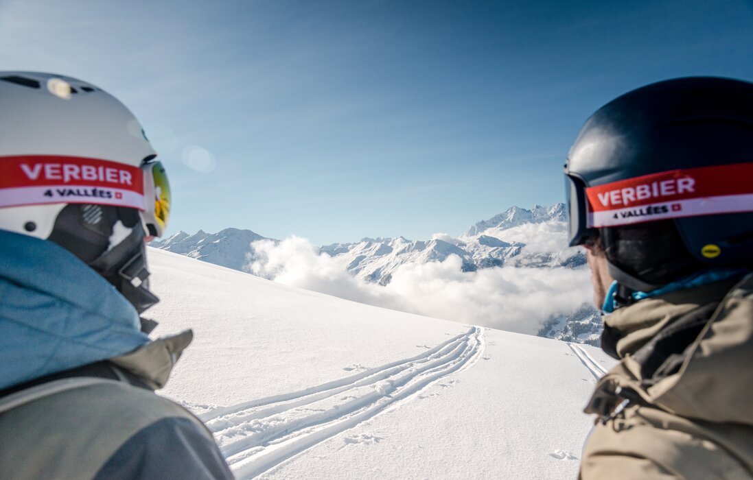 Skiers on the slopes of Verbier