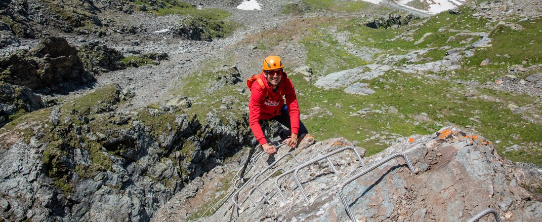 Climber in Verbier from above